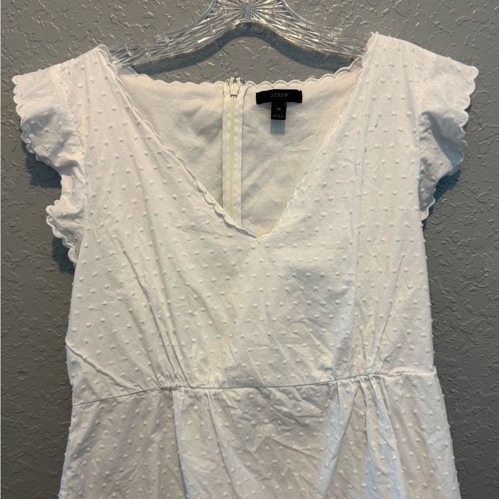 J. Crew White Scalloped Top